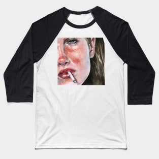 Smoking Girl Baseball T-Shirt